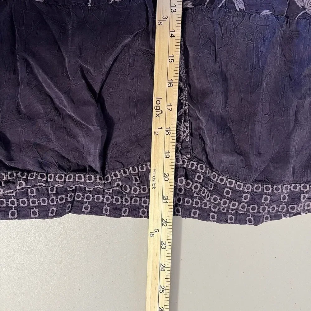 Johnny Was Sheer Floral Embroidered Eyelet Blouse Boho Purple Button Up Sz Large - Picture 7 of 8